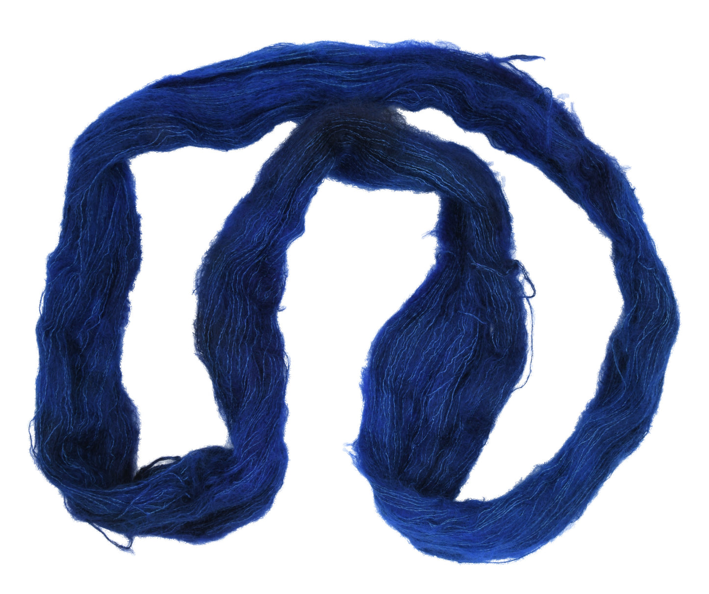 Barn-Yarn-Twilight-hand-dyed-yarn—unfolded-hank-showing-tonal-blues.