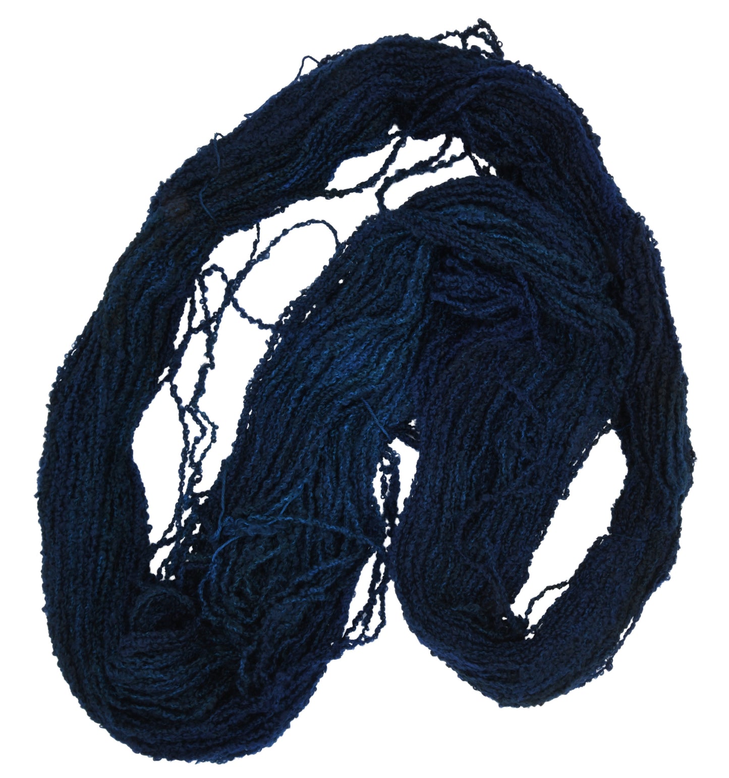 Barn-Yarn-Twilight-boucle-DK-weight-hand-dyed-yarn—unfolded-hank-showing-tonal-blue.